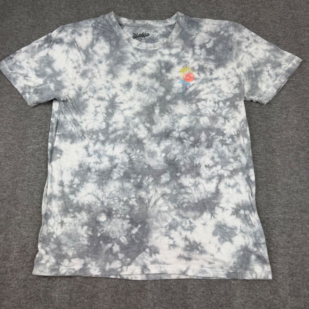 Brooklyn Cloth T-Shirt Womens Medium Grey Tie Dye Flaming Rose Luxury Streetwear